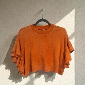 Altar'd State Orange Ruffled Crop Top